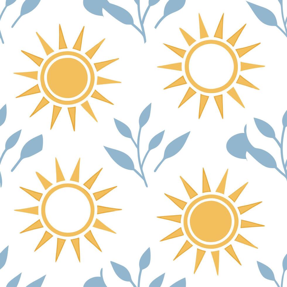 Clean Sunlit summer seamless pattern with sun rays and blue sky accents for an airy open atmosphere concept as Sun rays and blue sky accents arranged seamlessly for creating an airy and vector