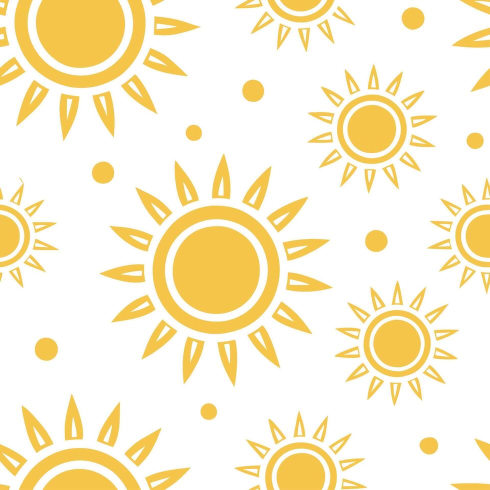 Clean Summer sun seamless tile pattern with sun motifs and light yellow gradients for a fresh cheerful home concept as Sun motifs and light yellow gradients in a seamless pattern for bri vector