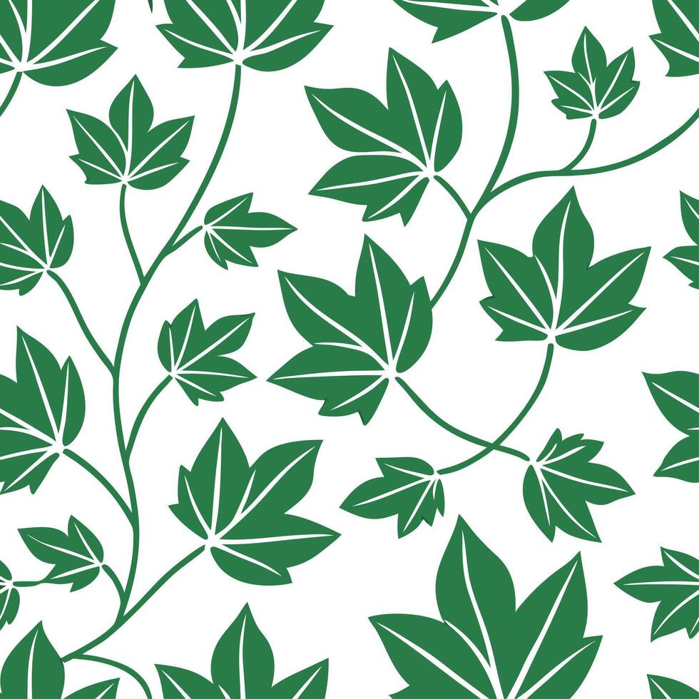 Clean Summer leaves seamless pattern with ivy and grape vines for a rustic natural home feel concept as Rustic ivy and grape vines arranged seamlessly for a natural earthy summer atmosph vector