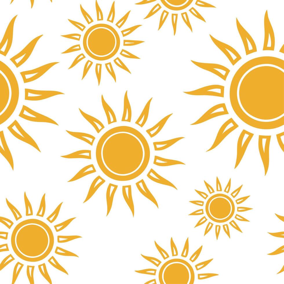 Clean Summer sun seamless tile pattern with radiant sunbursts and warm yellow hues for vibrant spaces concept as Bright sunbursts and warm yellow tones arranged seamlessly for a vibrant vector