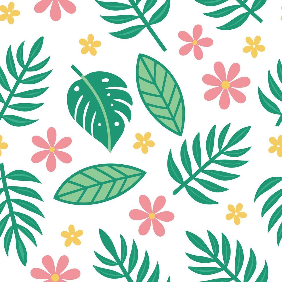 Clean Summer leaves seamless pattern with exotic vines and vibrant foliage for a tropical lush atmosphere concept as Exotic vines and vibrant foliage arranged seamlessly to create a lush vector