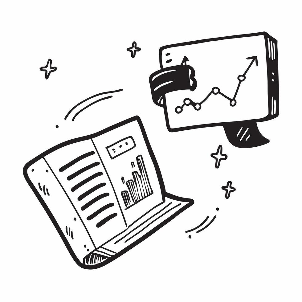 Clean Stock chart and trading book icon with space for text and icons on a white background concept as A versatile stock chart and trading book icon featuring space for both text and ico vector