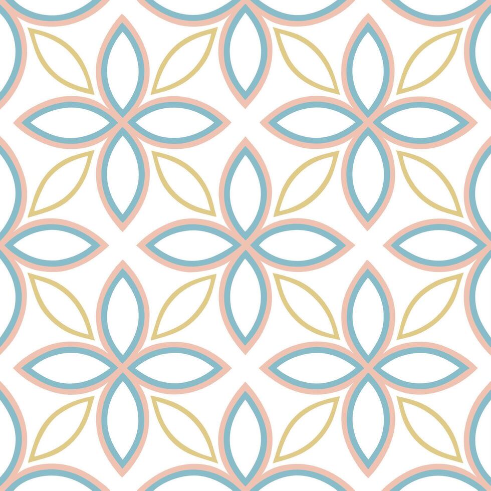 Clean Spring pastel seamless tile pattern featuring soft pinks blues and yellows for calm serene spaces concept as Gentle pastel shades of pink blue and yellow arranged in a seamless spr vector
