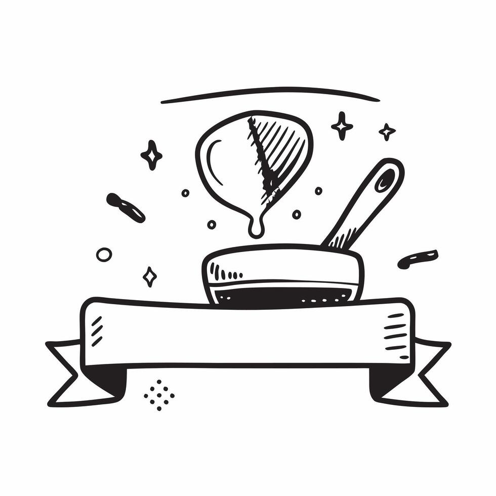 Clean Spatula and frying pan icon with copy space for website banners concept as A sleek spatula and frying pan icon with generous copy space suitable for creating eye catching website b vector
