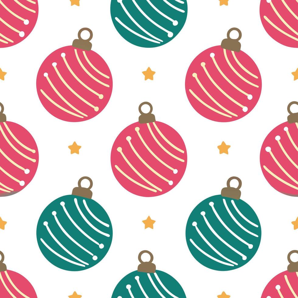 Clean Sparkling Christmas tree ornaments seamless tile pattern with vibrant festive colors concept as Vibrant festive colors highlight sparkling Christmas tree ornaments in seamless tile vector