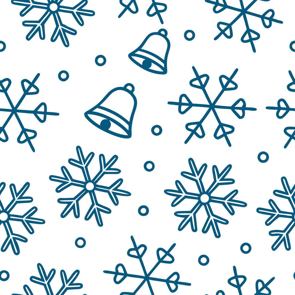 Clean Sparkling snowflakes and Christmas bells seamless tile pattern with festive winter accents concept as Festive winter accents with sparkling snowflakes and Christmas bells create se vector