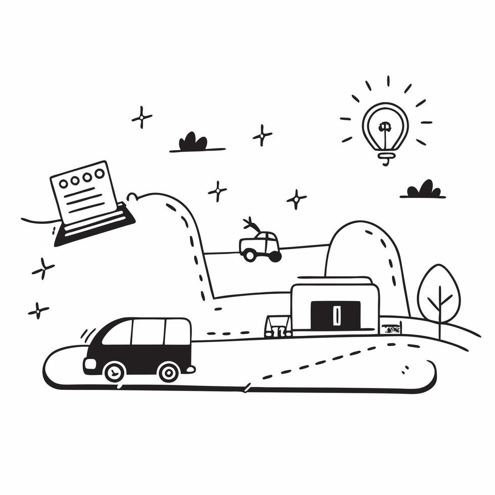 Clean Solar farm and an electric vehicle symbolizing green transportation with ample space for text concept as A solar farm with an electric vehicle representing the integration of gree vector
