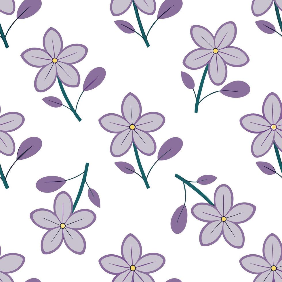 Clean Soft watercolor spring flowers seamless pattern with lilacs and violets for calming spaces concept as Calming lilacs and violets painted in watercolor and arranged seamlessly for s vector