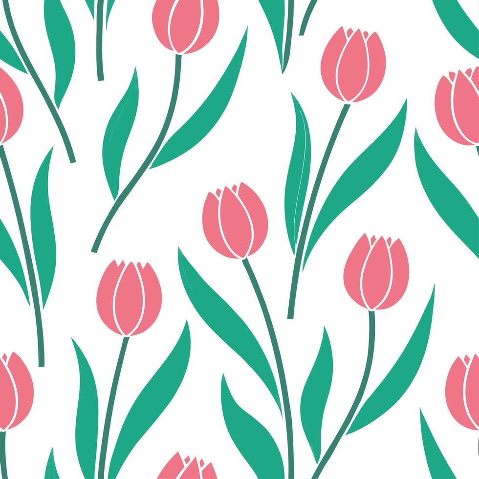 Clean Soft spring sunshine and blooming tulips seamless tile pattern with pastel colors and fresh energy concept as Pastel colored blooming tulips and soft spring sunshine create a seaml vector