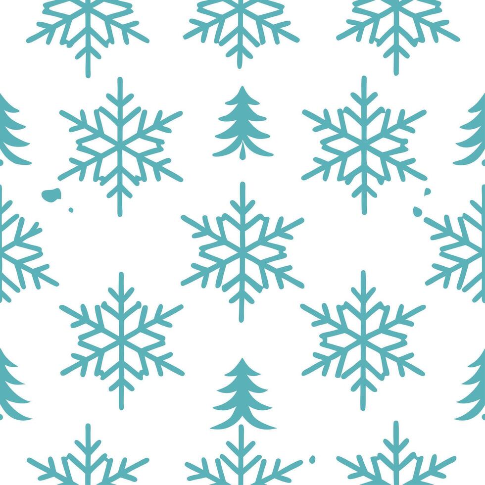 Clean Snowflake and reindeer seamless tile pattern with winter forest elements and cool tones concept as Snowflakes paired with reindeer create a seamless tile pattern with winter forest Set 2 vector
