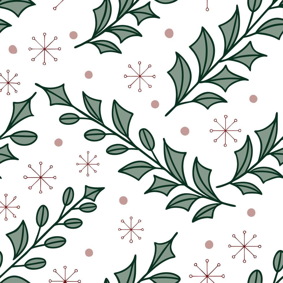 Clean Snowflake and holiday garland seamless tile pattern with festive greenery and sparkling accents concept as Festive greenery and sparkling accents paired with snowflakes create a se vector