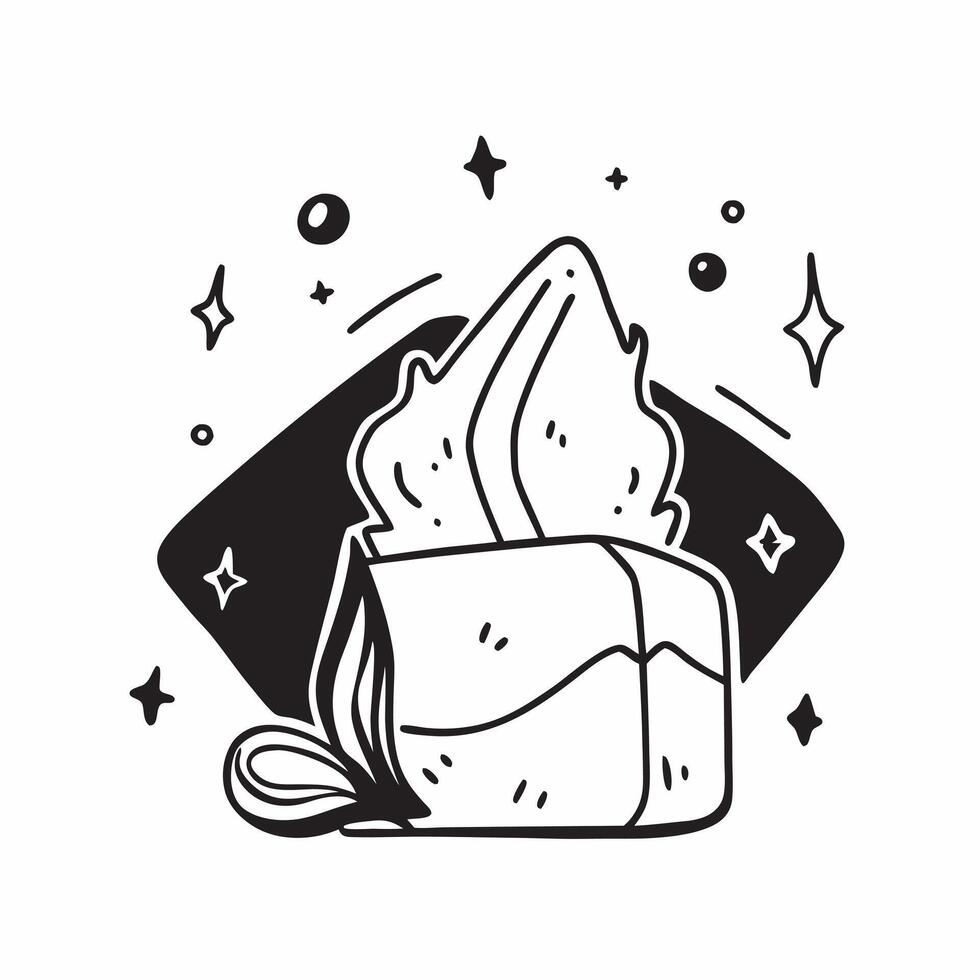 Clean Sleeping bag and campfire illustration with space for text and graphics concept as An illustrative sleeping bag and campfire design featuring ample space for both text and graphics vector