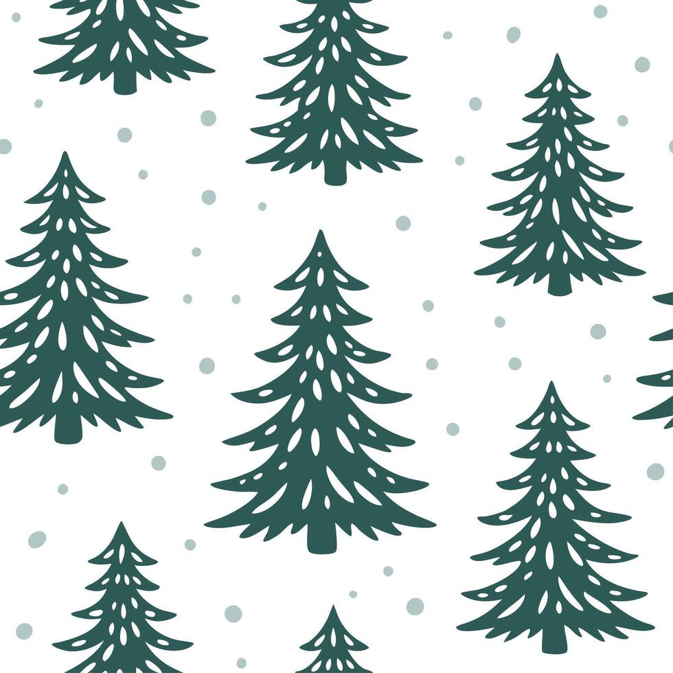 Clean Snow covered pine trees seamless tile pattern with soft white snow and evergreen foliage concept as Soft white snow blankets evergreen pine trees in this seamless tile pattern perf vector