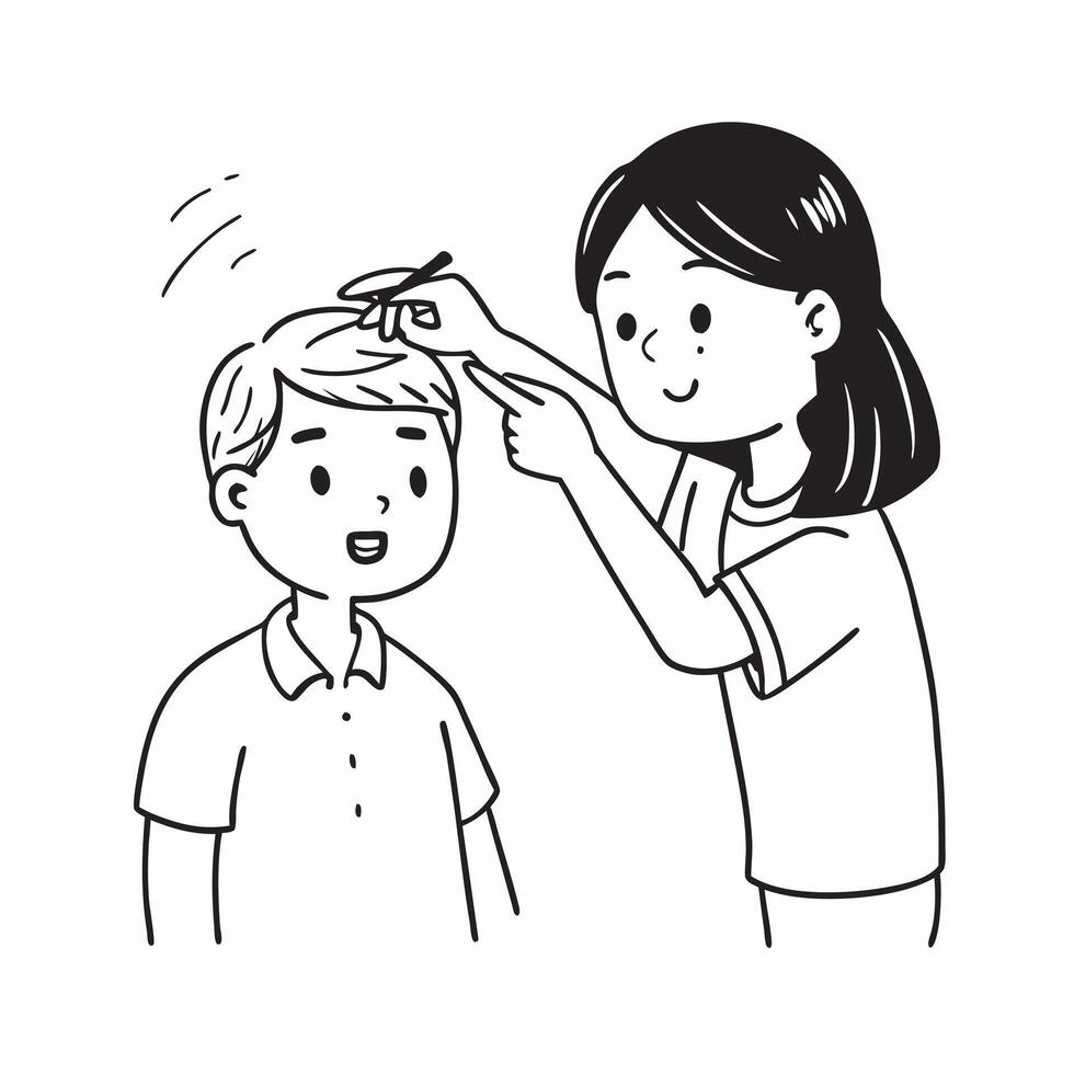 Clean Sister Applying Tilak and Brother with Rakhi concept as A sister applying tilak on her brothers forehead who is wearing a Rakhi with ample copy space representing the ceremonial an vector