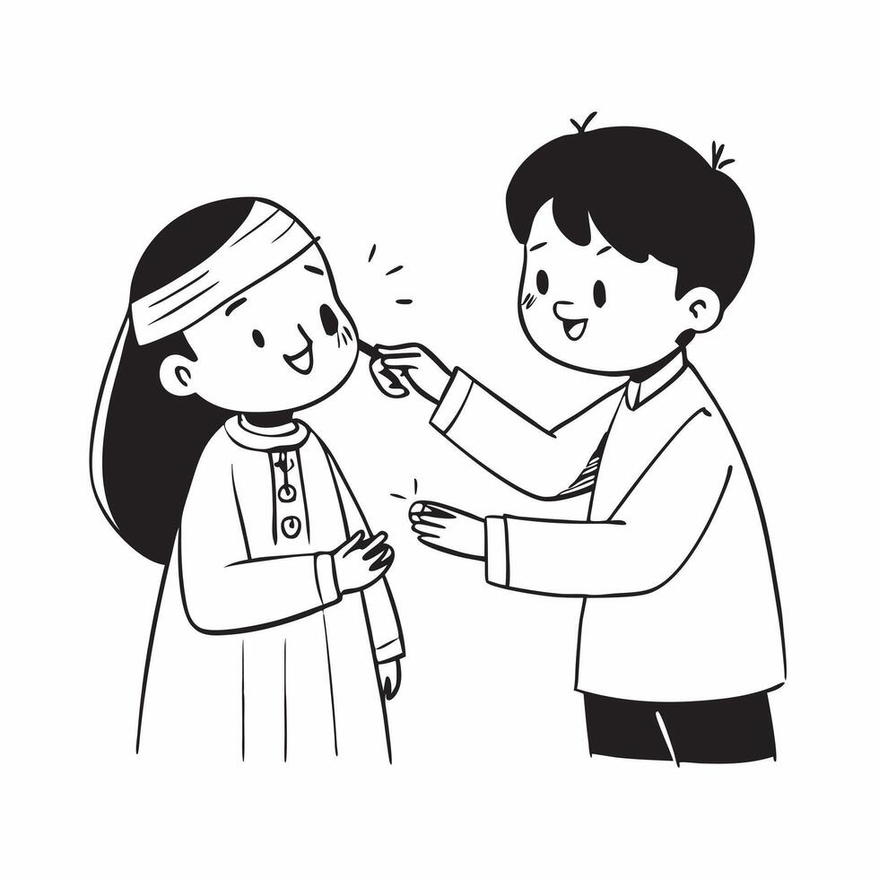 Clean Sister Giving Rakhi and Brother with Traditional Attire concept as A sister giving a Rakhi while the brother is dressed in traditional attire with ample copy space symbolizing the vector