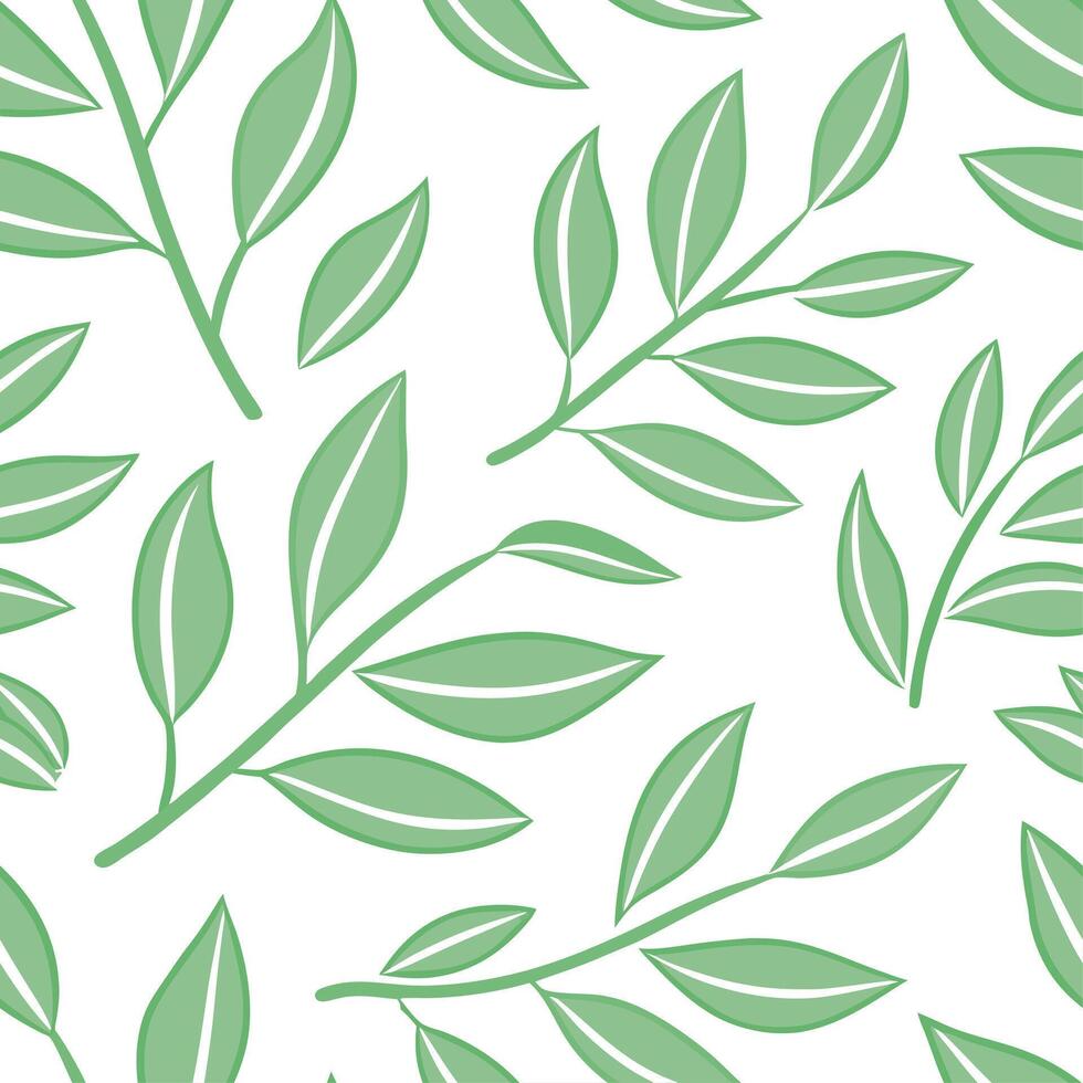 Clean Simple leaf pattern seamless tile design with light green tones for a fresh spring aesthetic concept as Simple leaf motifs with light green tones create a fresh and minimalist seam vector