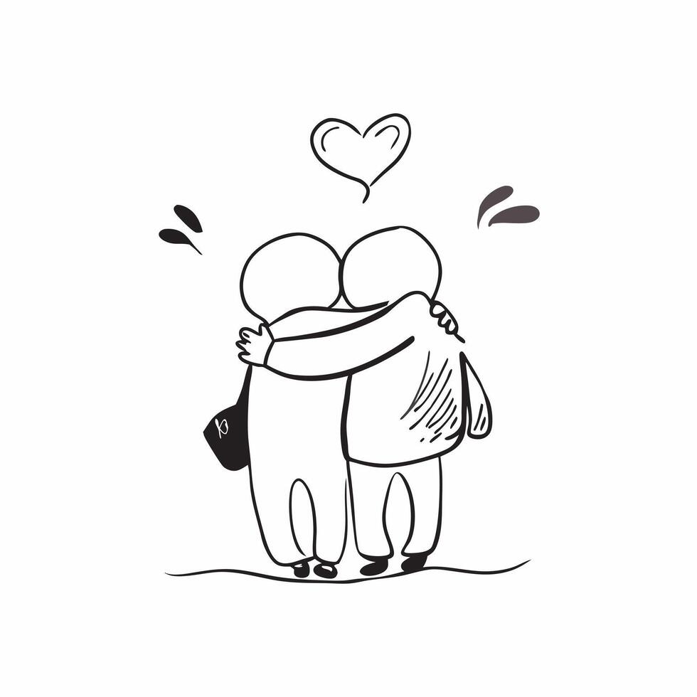 Clean Silhouettes Hugging and Heart concept as Silhouettes of two people hugging with a heart symbol and ample copy space symbolizing love and affection in Photo Stock Concept vector