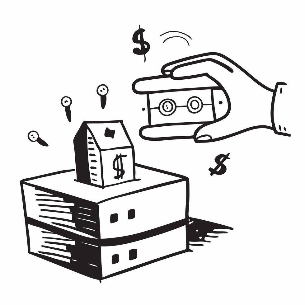 Clean Silhouette of a warehouse and a dollar sign symbolizing distribution finance in double exposure with copy space concept as A silhouette of a warehouse intertwined with a dollar si vector