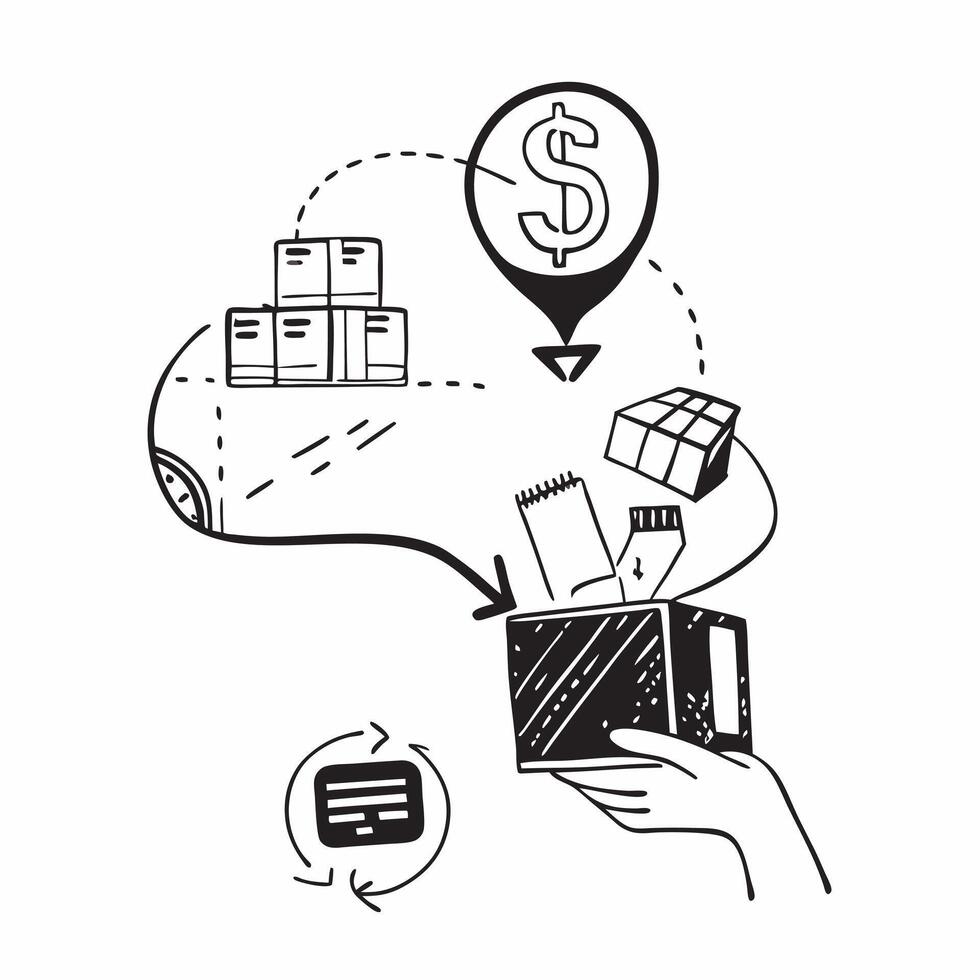 Clean Silhouette of a shipping terminal and a cost analysis symbolizing cost analysis in double exposure with copy space concept as A silhouette of a shipping terminal intertwined with vector