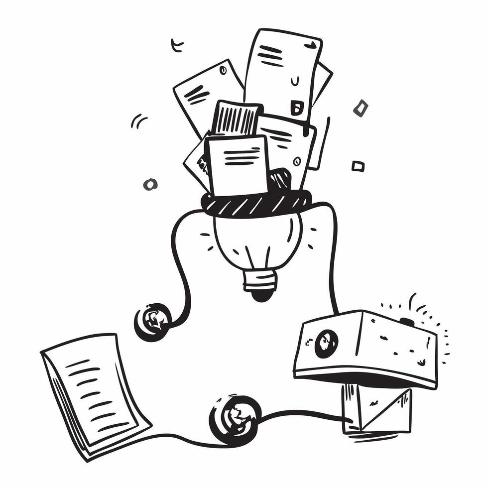 Clean Silhouette of a robotic sorter and a financial report symbolizing cost effective sorting in double exposure with copy space concept as A silhouette of a robotic sorter intertwined vector