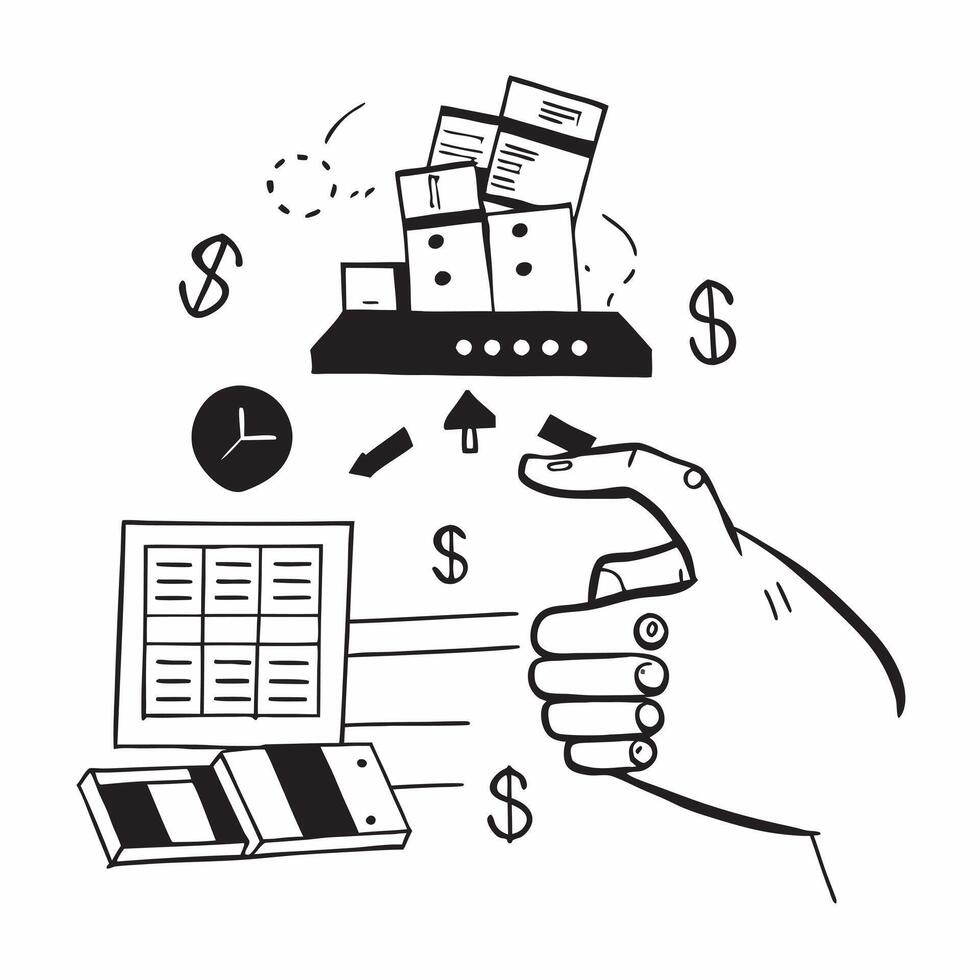 Clean Silhouette of a port facility and a budget allocation table symbolizing cost allocation in double exposure with copy space concept as A silhouette of a port facility intertwined w vector