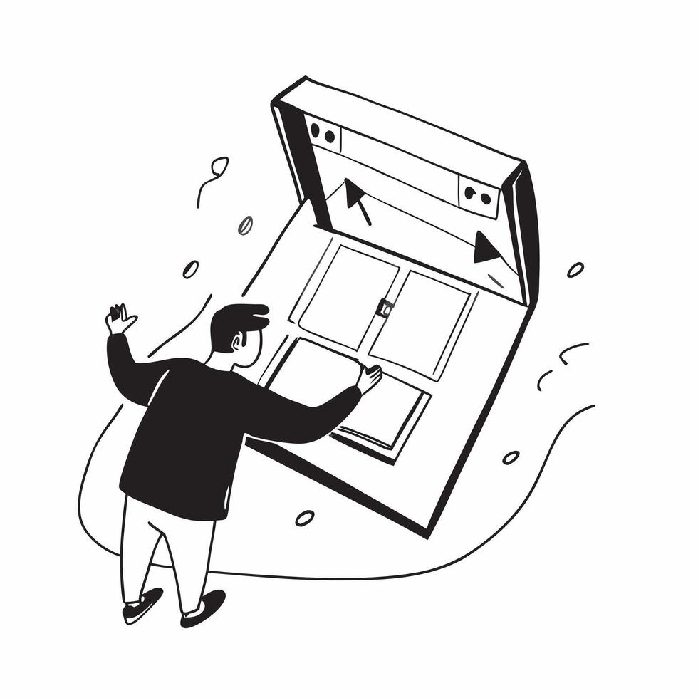 Clean Silhouette of a person and a floor plan symbolizing interior design in double exposure with copy space concept as A silhouette of a person blended with a floor plan representing i vector