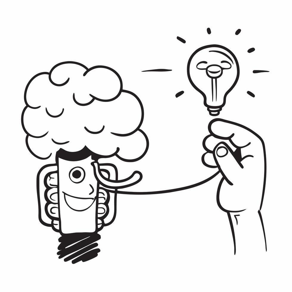 Clean Silhouette of a person and a brain symbolizing creative thinking in double exposure with copy space concept as A silhouette of a person intertwined with a brain symbolizing the po vector