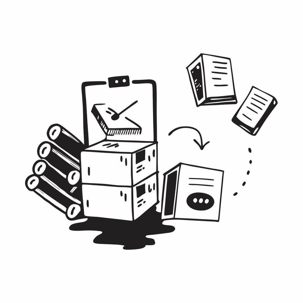 Clean Silhouette of a forklift and a digital inventory system symbolizing optimized inventory management in double exposure with copy space concept as A silhouette of a forklift intertw vector