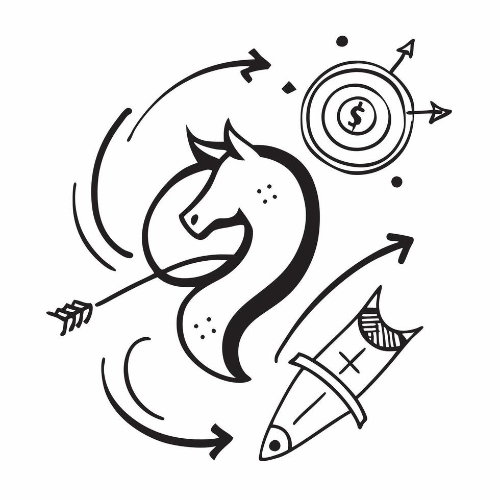 Clean Silhouette of a horse and a savings target symbolizing goal oriented savings in double exposure with copy space concept as A silhouette of a horse intertwined with a savings targe vector