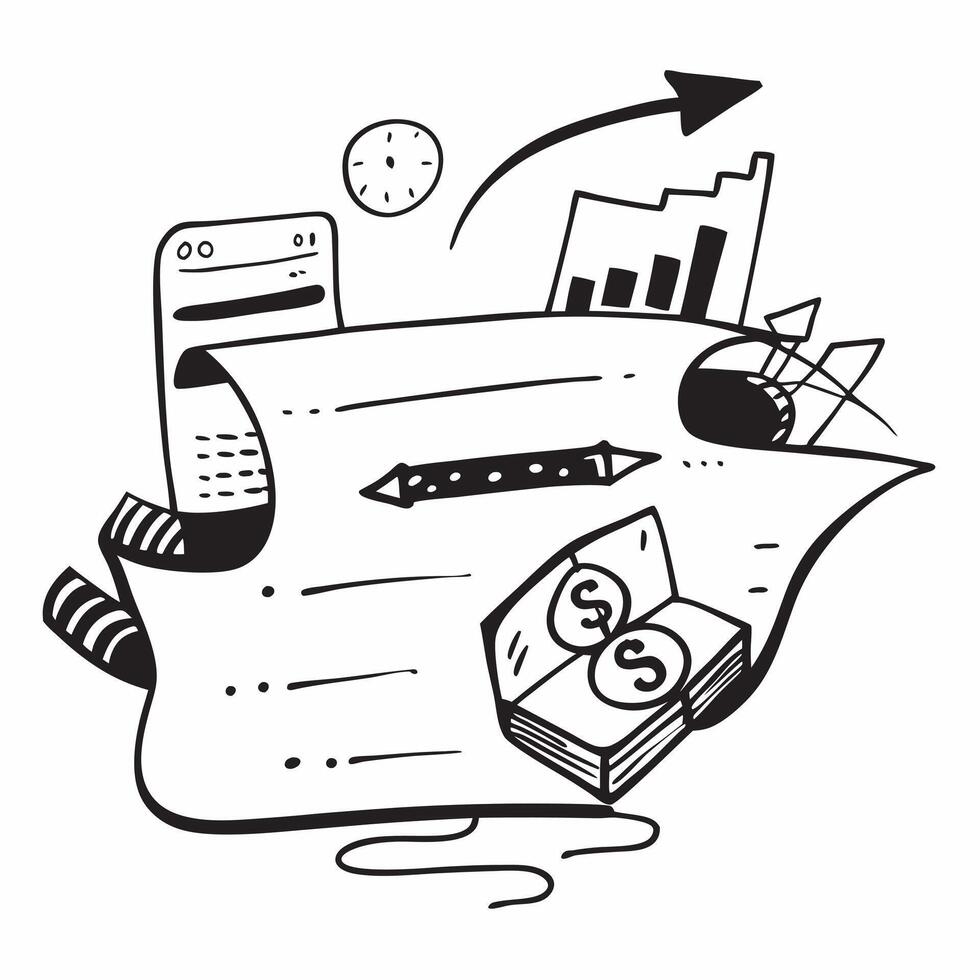 Clean Silhouette of a freight ship and a budget ledger symbolizing supply chain budgeting in double exposure with copy space concept as A silhouette of a freight ship intertwined with a vector