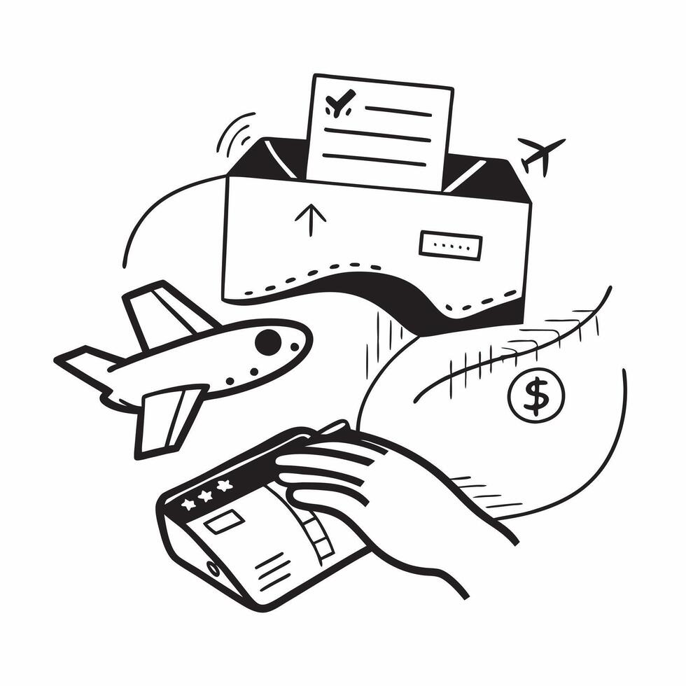 Clean Silhouette of a cargo plane and a budget report symbolizing air freight cost management in double exposure with copy space concept as A silhouette of a cargo plane intertwined wit vector
