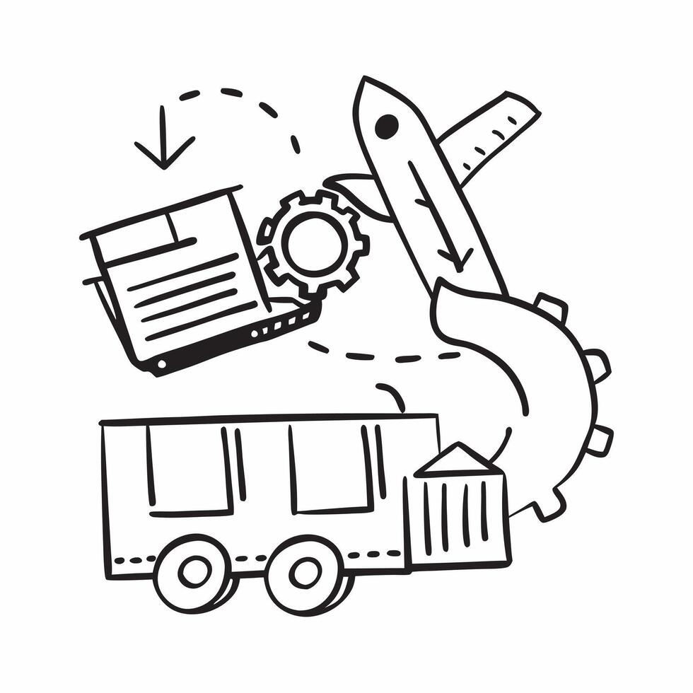 Clean Silhouette of a cargo handling unit and a cost efficiency graph symbolizing logistics efficiency in double exposure with copy space concept as A silhouette of a cargo handling uni vector