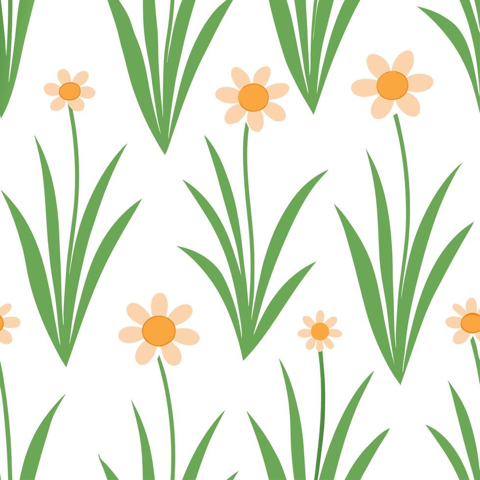 Clean Serene spring meadows seamless tile pattern with wildflowers soft grasses and an atmosphere of rejuvenation concept as Wildflowers and soft grasses in a serene spring meadow create vector