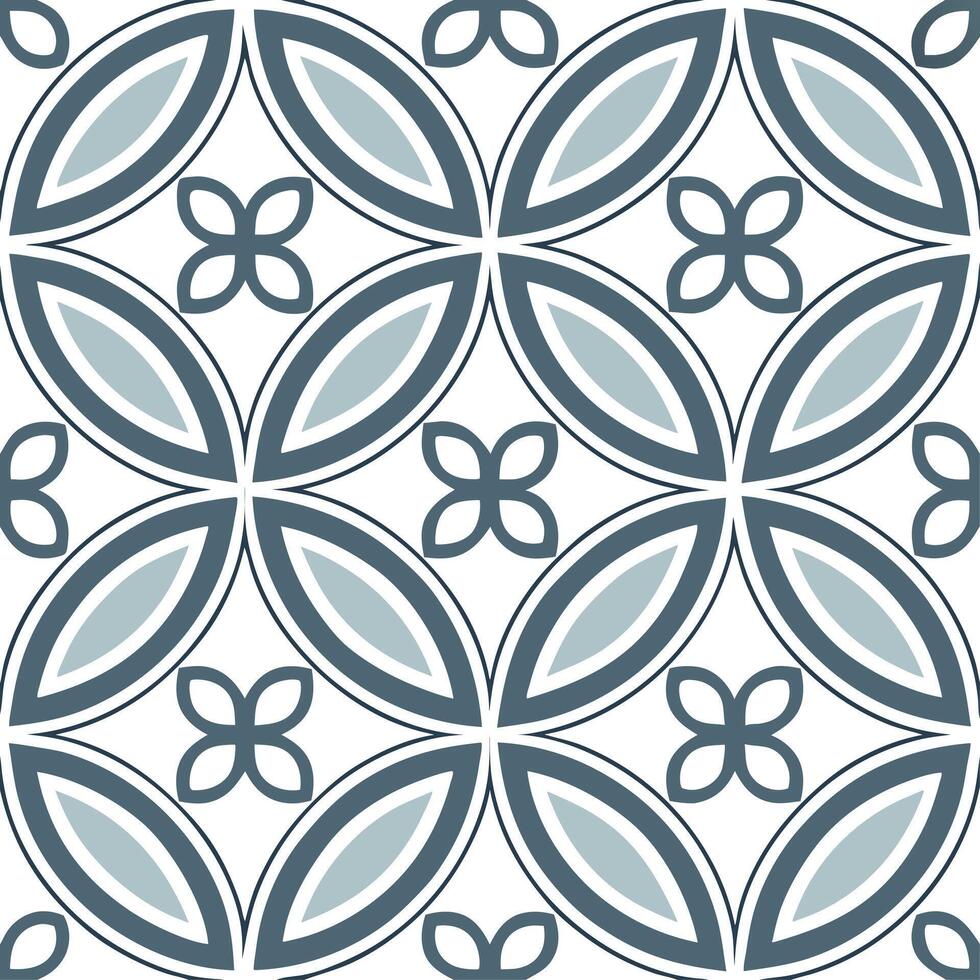 Clean Scandinavian Nordic floral patterns and geometric shapes seamless tile design with cool tones concept as Cool tones highlight Scandinavian Nordic floral patterns intertwined with g vector