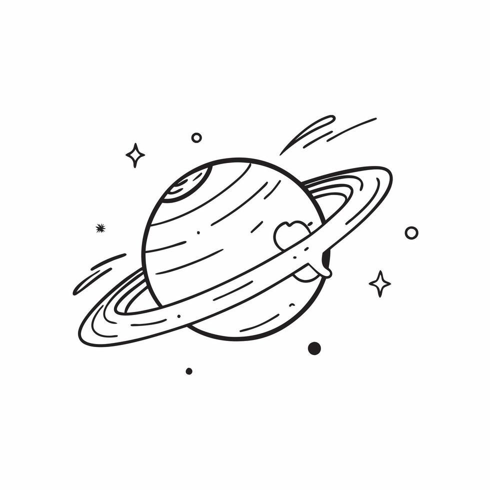 Clean Saturn and Rings concept as Saturn with its rings and ample copy space representing the distinctive and fascinating features of the planet in Photo Stock Concept vector