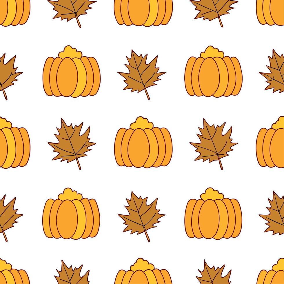 Clean Rustic autumn harvest seamless tile pattern with hay bales pumpkins and fall leaves concept as Hay bales pumpkins and fall leaves create a rustic autumn harvest seamless tile patte vector