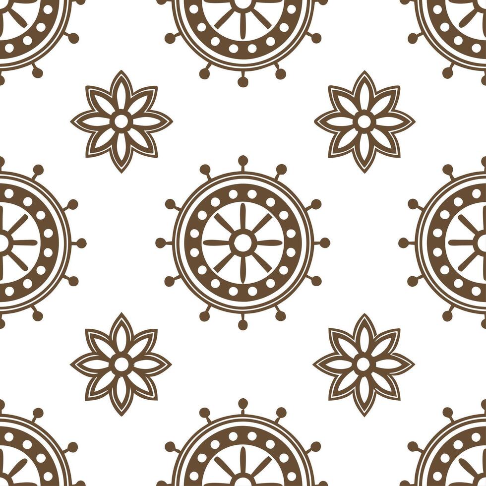 Clean Rustic vintage medallion seamless tiles earthy tones on white background ideal for farmhouse style concept as Designing seamless tile with rustic vintage medallion patterns in eart vector