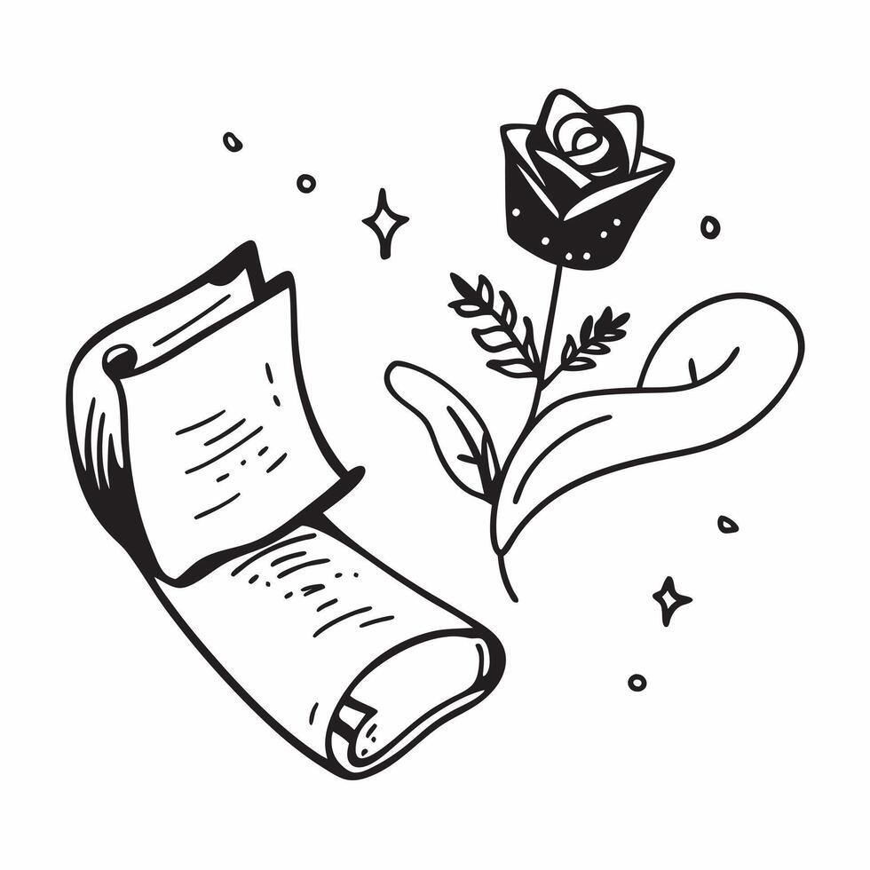 Clean Rose and a thank you note symbolizing elegant gratitude with ample space for text concept as A single rose and a thank you note representing elegant gratitude with room for writin vector