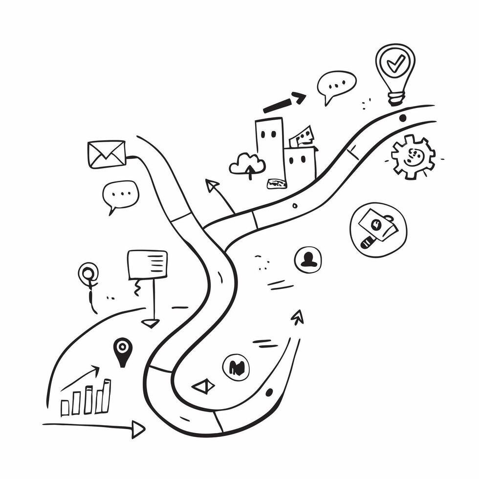 Clean Roadmap illustration with copy space for business reports concept as A visually appealing roadmap illustration with copy space designed to enhance business reports and presentation Set 3 vector