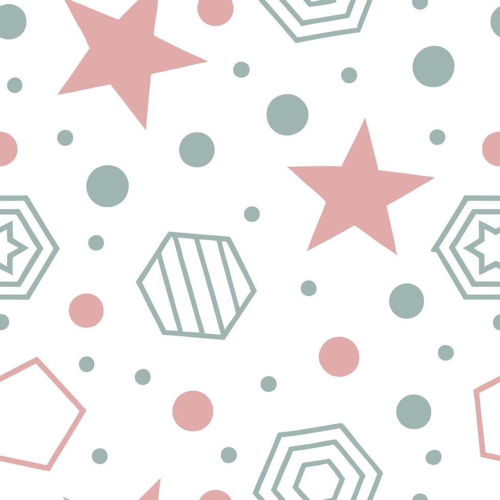 Clean Retro polygon seamless pattern pastel colors on white background suitable for nursery decor concept as Designing seamless tile with retro polygons in pastel colors on white backgro vector