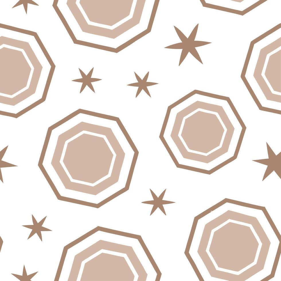 Clean Retro polygon seamless pattern muted earth tones on white background great for natural designs concept as Creating seamless tile with retro polygons in muted earth tones on white b vector