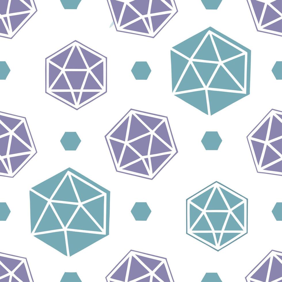 Clean Retro polygon seamless pattern cool tones on white background ideal for calming designs concept as Designing seamless tile with retro polygons in cool tones on white background for vector