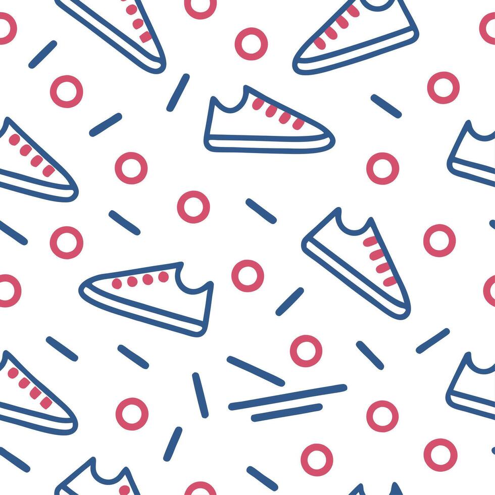Clean Retro geometric seamless tile pattern triadic colors on white background perfect for energetic designs concept as Creating seamless tile with retro geometric patterns in triadic co vector