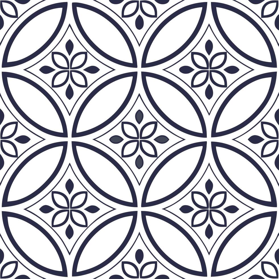 Clean Retro geometric seamless tile pattern intricate line art on white background ideal for contemporary designs concept as Creating seamless tile with retro geometric patterns and intr vector