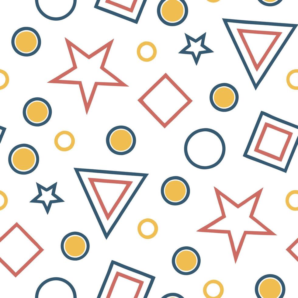 Clean Retro geometric seamless tile pattern complementary colors on white background perfect for vibrant spaces concept as Creating seamless tile with retro geometric patterns in complem Set 4 vector