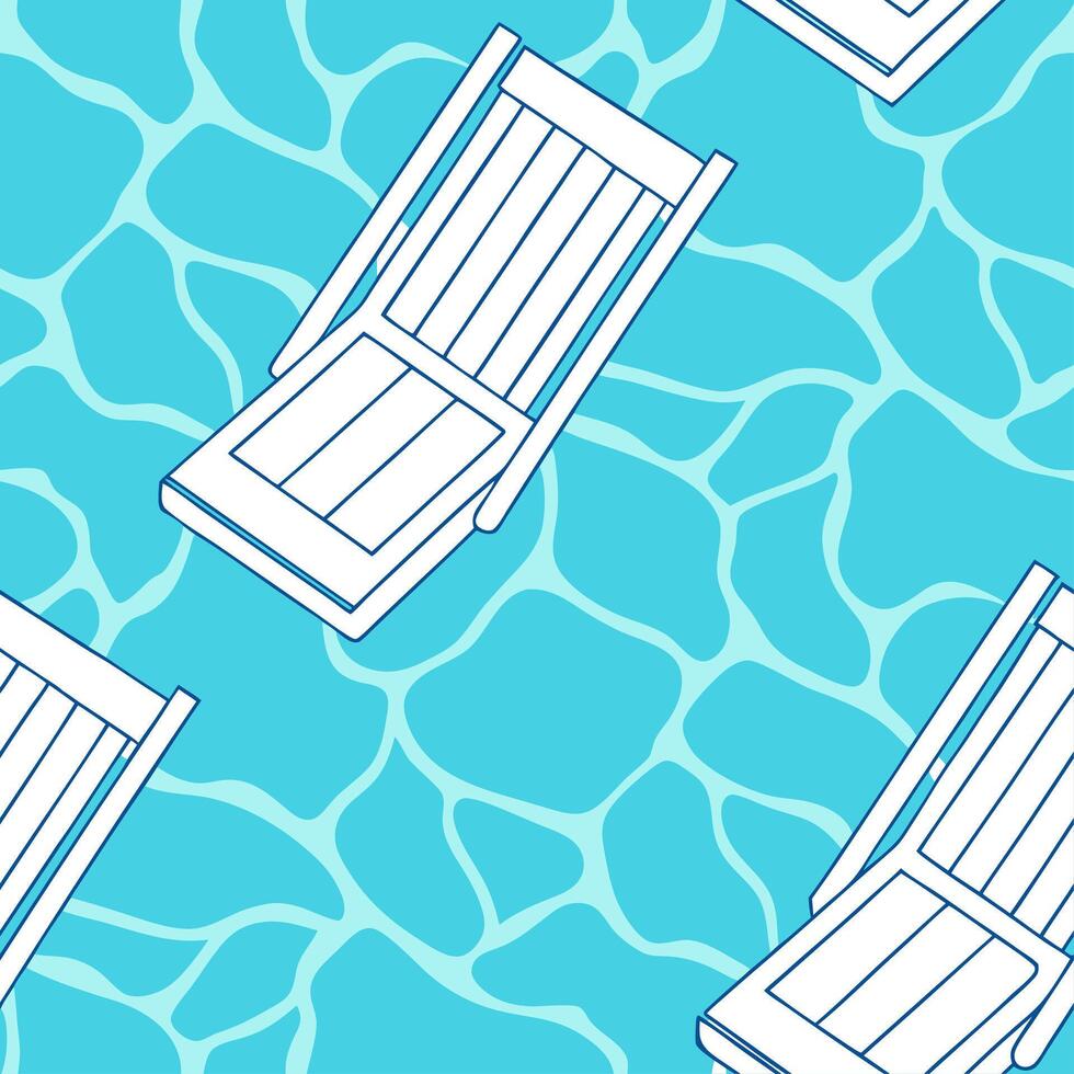 Clean Refreshing poolside vibes seamless tile pattern with bright turquoise water and lounge chairs concept as Turquoise water and poolside lounge chairs create a fresh inviting seamless vector