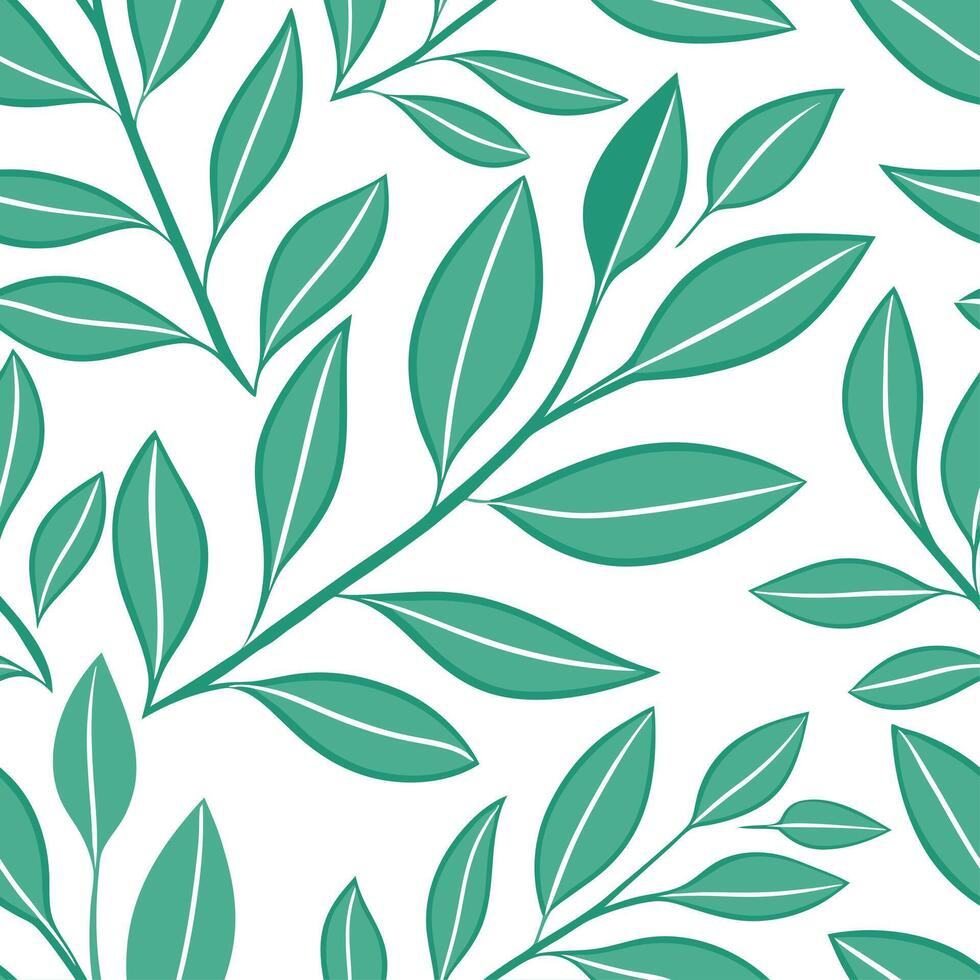 Clean Refreshing summer leaves seamless pattern with mint and sage leaves for a cool crisp interior vibe concept as Mint and sage leaves arranged seamlessly to create a refreshing crisp Set 2 vector