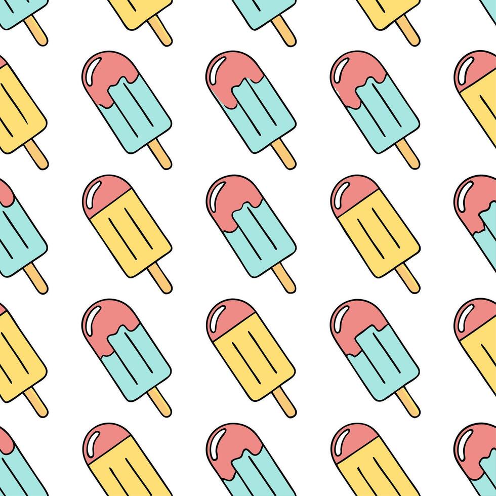 Clean Refreshing popsicle seamless tile pattern with bright juicy colors and cool summer energy concept as Colorful melting popsicles form a seamless tile pattern full of refreshing cool vector