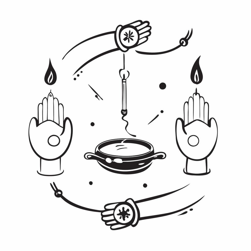 Clean Rakhi and Traditional Candles concept as Rakhi bracelet with traditional candles and ample copy space symbolizing the light and festivity of Raksha Bandhan in Photo Stock Concept vector