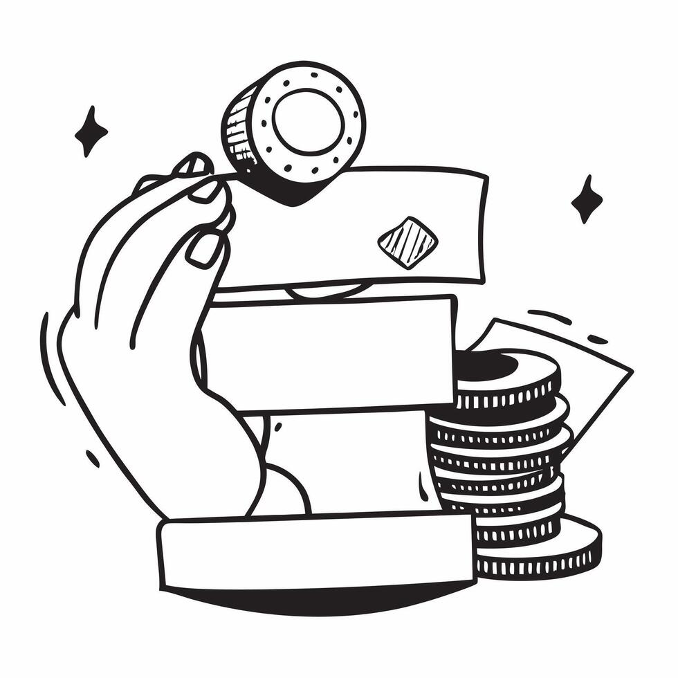 Clean Poker player with a dealer button and a stack of poker chips representing poker gaming with blank space concept as A poker player holding a dealer button and a stack of poker chip vector